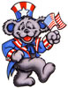 marching bear with USA flag