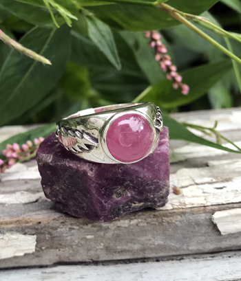 sterling silver and ruby bolt ring