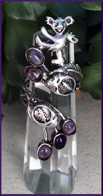 amethyst dancing bear wrap ring