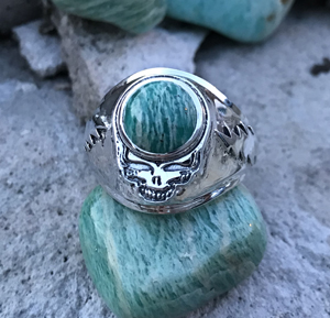 amazonite sterling silver grateful dead ring